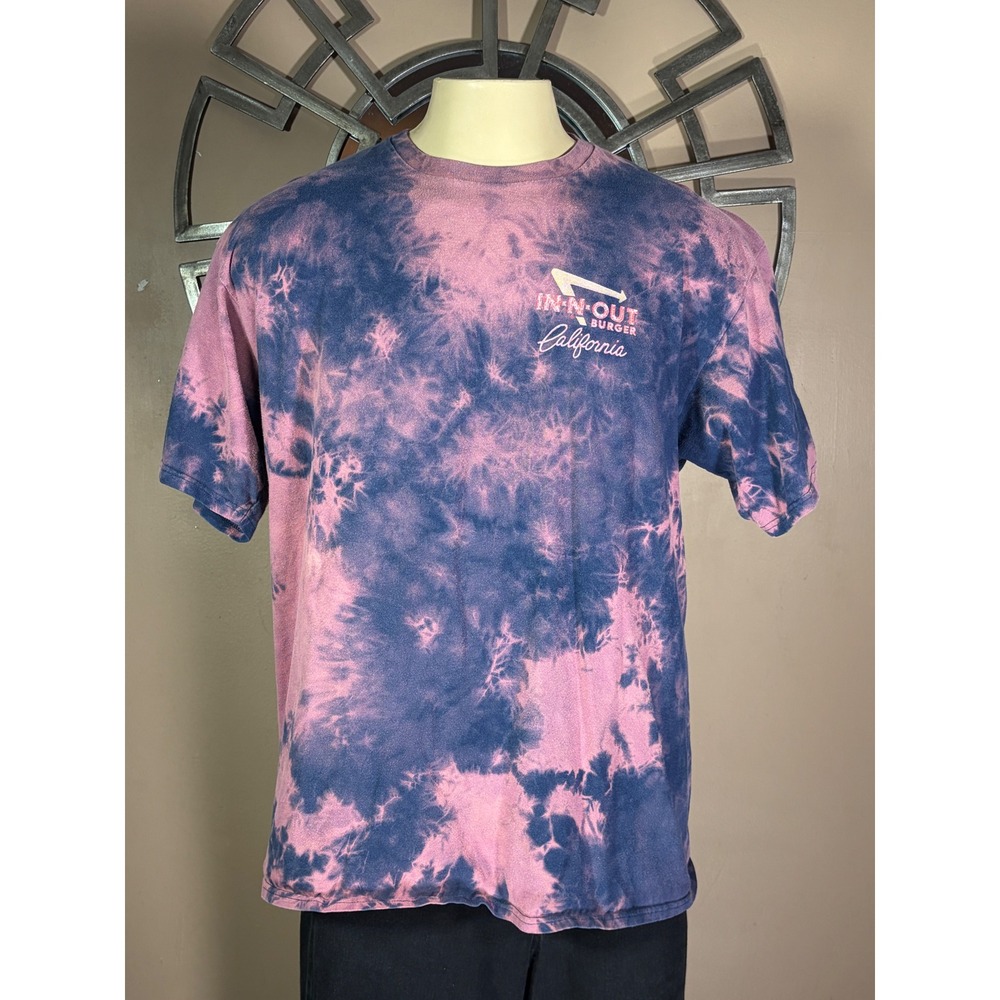 In-N-Out Burger California Tie Dye Graphic T-Shirt XL Pink Navy Muscle Cars